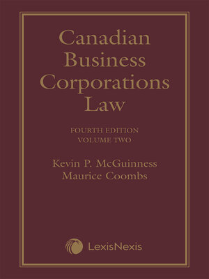 cover image of Canadian Business Corporations Law